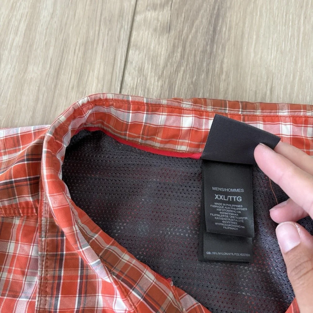 The North Face shirt  Men's XXL Orange Plaid Short Sleeve Button Shirt Cooling